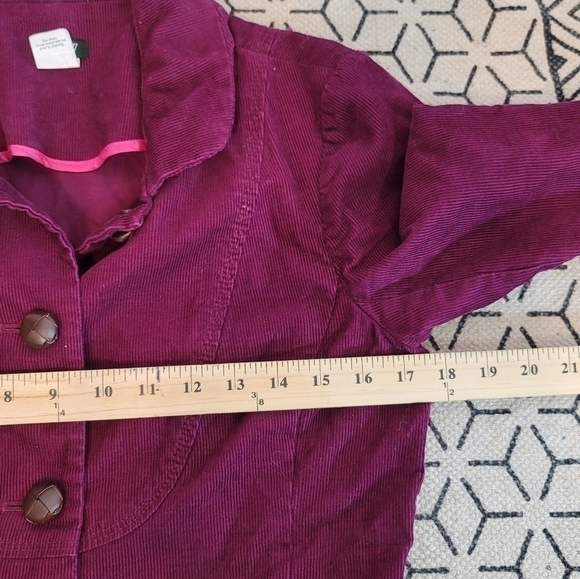 J.CREW PURPLE FUSCHIA CORDUROY LEATHER BUTTON BLAZER JACKET, SZ 6 - Picture 10 of 14